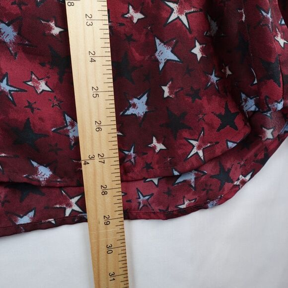 Kut From The Kloth Patriotic Blouse Womens Large Red White Blue Stars USA Button - Picture 5 of 13